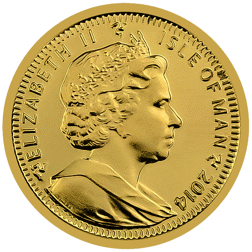 Pre-Owned 2014 Isle of Man Angel 'Christmas Privy' 1/20oz Proof Gold Coin