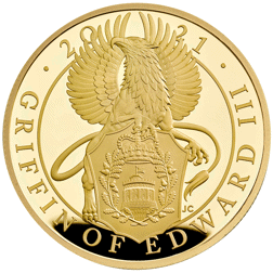 Pre-Owned 2021 UK Queen’s Beasts Griffin of Edward 1oz Proof Gold Coin