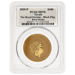 Pre-Owned 2020 Tuvalu Black Flag: Black Bart 'The Royal Fortune' 1oz Gold Coin - PCGS Graded MS70 - 