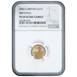 Pre-Owned 2004 UK Britannia 1/10oz Gold Coin - NGC Graded PF69 - 6381889-020