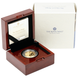 Pre-Owned 2022 UK The Queen's Reign Honours and Investitures 1/4oz Proof Gold Coin