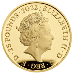 Pre-Owned 2022 UK The Queen's Reign Honours and Investitures 1/4oz Proof Gold Coin