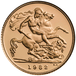 Pre-Owned 1982 UK Half Sovereign Proof Design Gold Coin