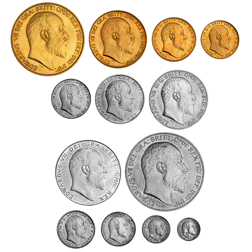 Pre-Owned 1902 Edward VII Coronation Specimen Matte Proof Gold and Silver 13-Coin Set - VAT Free
