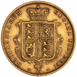 Pre-Owned 1877 London Mint DN.25 Victorian 'Shield' Half Sovereign Gold Coin
