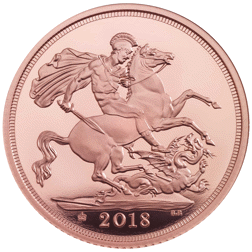 Pre-Owned 2018 UK Full Sovereign Piedfort Proof Gold Coin - Missing Outer Box