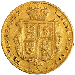 Pre-Owned 1866 London Mint DN.15 Victorian 'Shield' Half Sovereign Gold Coin