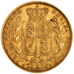 Pre-Owned 1868 London Mint DN.12 Victoria Young Head 'Shield' Full Sovereign Gold Coin