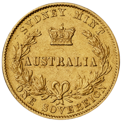 Pre-Owned 1868 Australian Mint Victorian Full Sovereign Gold Coin