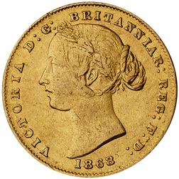 Pre-Owned 1868 Australian Mint Victorian Full Sovereign Gold Coin
