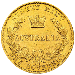Pre-Owned 1868 Australian Mint Victorian Full Sovereign Gold Coin
