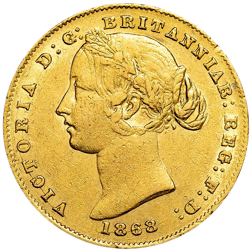 Pre-Owned 1868 Australian Mint Victorian Full Sovereign Gold Coin