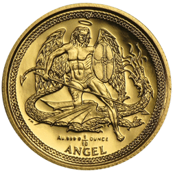 Pre-Owned 2009 Isle of Man Angel High Relief Piedfort Proof Design 1/10oz Gold Coin