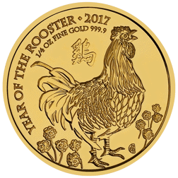 Pre-Owned 2017 UK Lunar Rooster 1/4oz Gold Coin