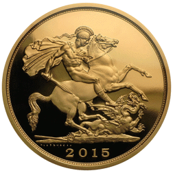 Pre-Owned 2015 UK Quintuple Sovereign Proof Design Gold Coin