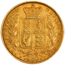 Pre-Owned 1869 London Mint DN.57 Victorian 'Shield' Full Sovereign Gold Coin