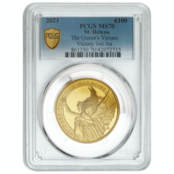 Pre-Owned 2021 St Helena The Queen's Virtues Victory 1oz Gold Coin - PCGS Graded MS70 - 861350.70/42072715