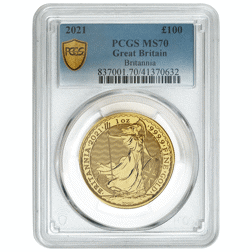 Pre-Owned 2021 UK Britannia 1oz Gold Coin - PCGS Graded MS70 - 837001.70/41370632