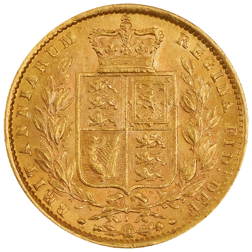 Pre-Owned 1871 London Mint DN.1 Victoria Young Head 'Shield' Full Sovereign Gold Coin