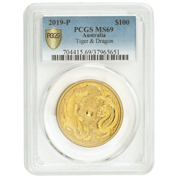 Pre-Owned 2019 Australian Dragon and Tiger 1oz Gold Coin - PCGS Graded MS69 - 704415.69/37965651