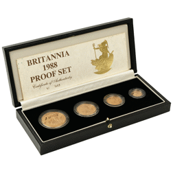 Pre-Owned 1988 UK Britannia Proof Gold 4-Coin Set