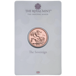 Pre-Owned 2021 UK Full Sovereign Gold Coin - Carded