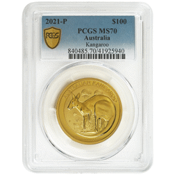 Pre-Owned 2021 Australian Kangaroo 1oz Gold Coin - PCGS Graded MS70 - 840485.70/41925940