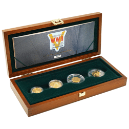 Pre-Owned 2005 WW2 Anniversary Allied Forces Proof Gold 4-Coin Collection