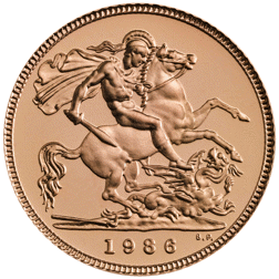 Pre-Owned 1986 UK Half Sovereign Proof Design Gold Coin