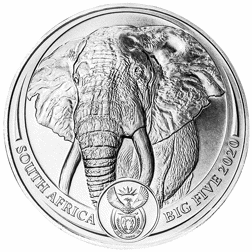 Pre-Owned 2020 South African 'Big Five Series' Elephant 1oz Platinum Coin - VAT Free