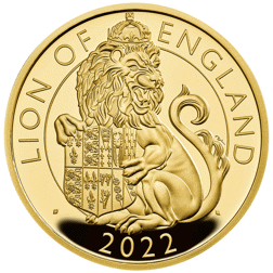 Pre-Owned 2022 UK Tudor Beasts Lion of England 1oz Proof Gold Coin