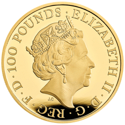 Pre-Owned 2022 UK Tudor Beasts Lion of England 1oz Proof Gold Coin