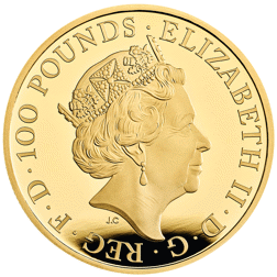 Pre-Owned 2023 UK Tudor Beasts Yale of Beaufort 1oz Proof Gold Coin