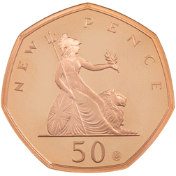 Pre-Owned 2019 UK '50 Years of the 50p' Proof Gold Coin