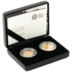 Pre-Owned UK The Royal Mint End of an Era Sovereign Gold 2-Coin Set