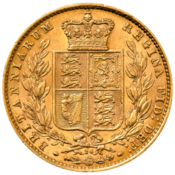 Pre-Owned 1873 London Mint DN.24 Victorian 'Shield' Full Sovereign Gold Coin