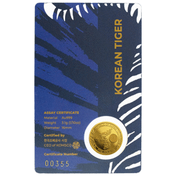 Pre-Owned 2019 Korean Tiger 1/10oz Carded Gold Coin