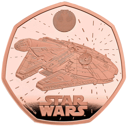 Pre-Owned 2024 UK Star Wars Millennium Falcon 50p Proof Gold Coin