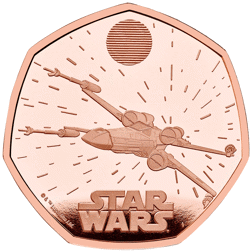 Pre-Owned 2024 UK Star Wars X-Wing 50p Proof Gold Coin