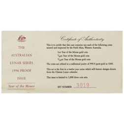Pre-Owned 1996 Australian Lunar Mouse Proof Gold 3-Coin Set