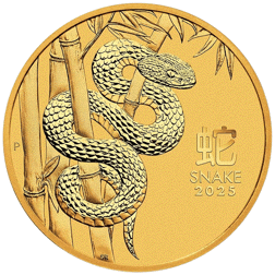 Pre-Owned 2025 Australian Lunar Snake 1/4oz Gold Coin