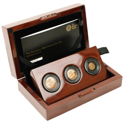 Pre-Owned 2015 UK 'Fourth Portrait' Sovereign Proof Gold 3-Coin Set - Missing Outer Sleeve