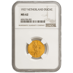 Pre-Owned 1927 Netherlands 1 Ducat Gold Coin - NGC Graded MS62 - 6836708-002