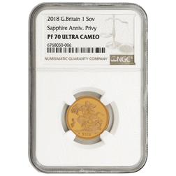 Pre-Owned 2018 UK Full Sovereign Proof Gold Coin - NGC Graded PF70 - 6768030-006