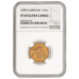 Pre-Owned 1999 UK Full Sovereign Proof Gold Coin - NGC Graded PF69 - 6381944-015