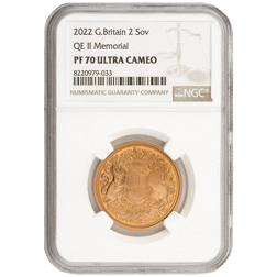 Pre-Owned 2022 UK Memorial Double Sovereign Proof Gold Coin - NGC Graded PF70 - 8220979-033