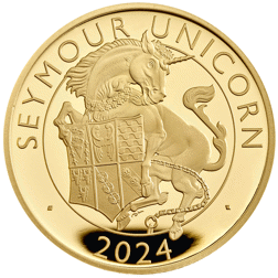 Pre-Owned 2024 UK Tudor Beasts Seymour Unicorn 1/4oz Proof Gold Coin