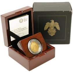 Pre-Owned 2019 UK Queen’s Beasts Falcon of the Plantagenets 1/4oz Proof Gold Coin - Damaged Outer Bo