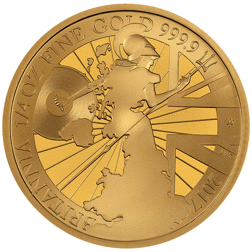 Pre-Owned 2017 UK Britannia 1/4oz Proof Design Gold Coin