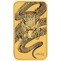 Pre-Owned 2025 Australian Dragon Rectangular 1oz Gold Coin